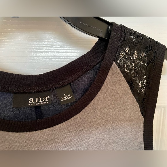 ANA a.n.a. NWOT tank top size Large in grey, black lace and a sheer royal blue - Picture 2 of 4